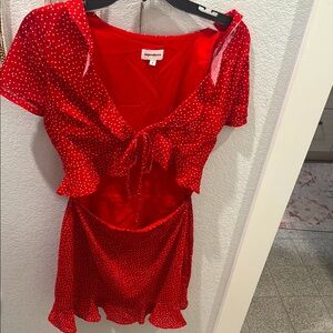Superdown Red Dress with Polka Dots